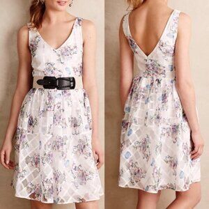 Maeve Anthropologie White Peony Garden Dress Size 12